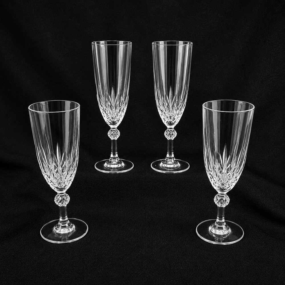 4‎ Royal Crystal Rock Lenea Gala Champagne Flute Lead Crystal 7.75 Inch Italy